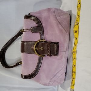 Coach suede nubuck leather lavender purple and chocolate brown handbag